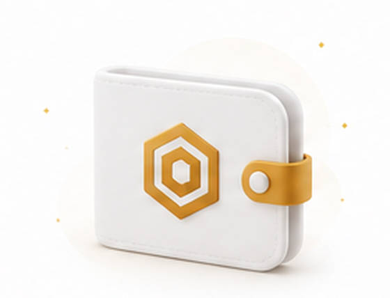 White ECXIUM wallet with a gold clasp.
